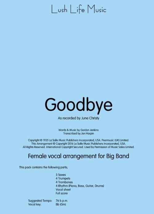 GOODBYE (Christy) (Vocal Jazz)